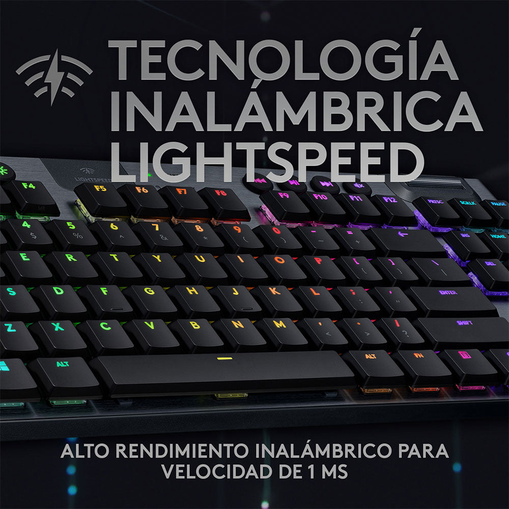 Teclado Mecánico Logitech G915 TLK, RGB, Inalámbrica, Lightspeed Gaming Sin Teclado Numérico, Negro - 920-009495