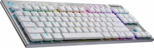 Teclado Gamer Logitech G915 TKL RGB, Teclado Mecánico, Switch GL Táctil, Inalámbrico, Blanco (Inglés)