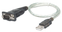 Manhattan Convertidor de USB a Puerto Serie Cable Negro, Transparente 0,45 m USB tipo A D-Sub (DB-9)