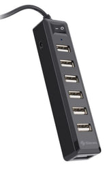 Hub Steren Usb 7 Puertos Con Eliminador De 2A Color Negro FullOffice.com