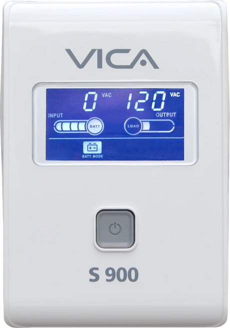 UPS VICA S900 con Regulador Integrado 900 Va / 550 W, 6 Contactos, Pantalla LCD, Blanco