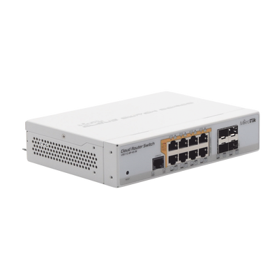 CRS112-8P-4S-IN, Switch PoE 8 GbEth, 4 SFP, 160w, 802.3af/at y 24v pass