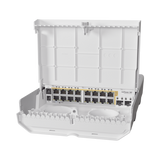 CRS318-16P-2S+OUT, netPower 16P, Switch Exteriores, 16 GEth PoE 802.3af/at, 2 SFP+ 10G, RouterOS/SwitchOS