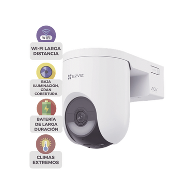 CSHB8C/SP/4G/W - Cámara PT IP / 2K+ 4 Megapixel / Dual 4G y Wi-Fi 6 / Batería 5200 mAh / Panel Solar 5W / IP65 / Visión Nocturna Color / Detección IA 25 m (82 ft)