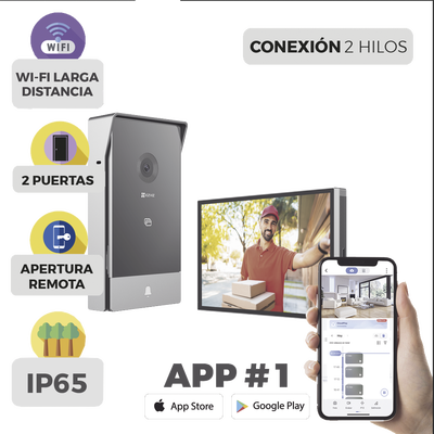 CS-HP7 - EZVIZ Videoportero IP CS-HP7, Cámara 3 MP, IP65, WiFi, Soporta 2 Puertas