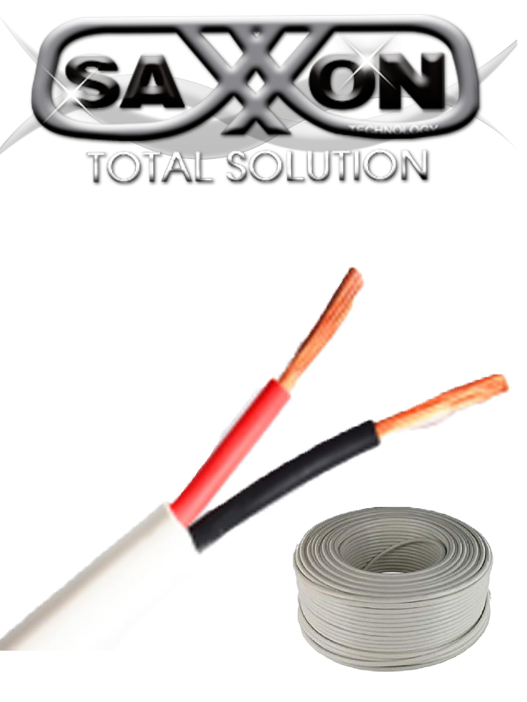 Cable de Alarma SAXXON OWAC2100J / 2 Conductores / CCA / Calibre 22 AWG / 100 Metros / Control de Acceso / Videoportero / Audio
