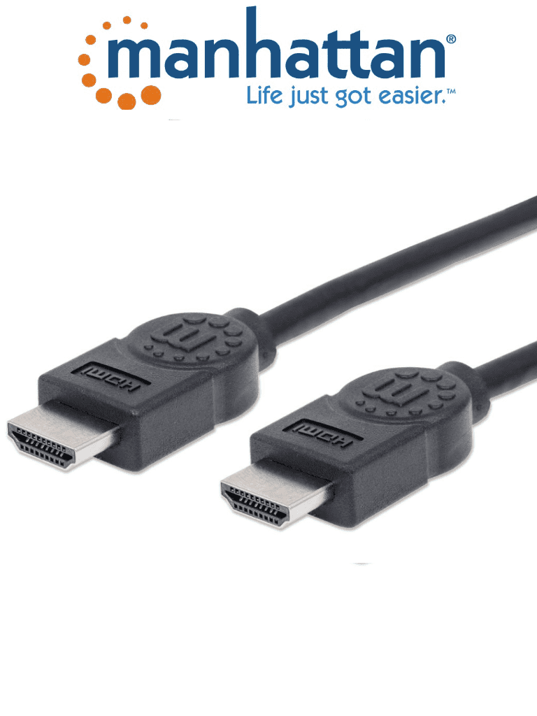 MANHATTAN 306119- Cable HDMI de Alta Velocidad de 1.8 Metros/ Resolución 4k@30Hz/ Soporta 3D/ HDMI Macho a Macho/ Soporta Canal de Retorno de Audio (ARC)/ Blindado para Reducir Interferencia/ #MCI2Q125