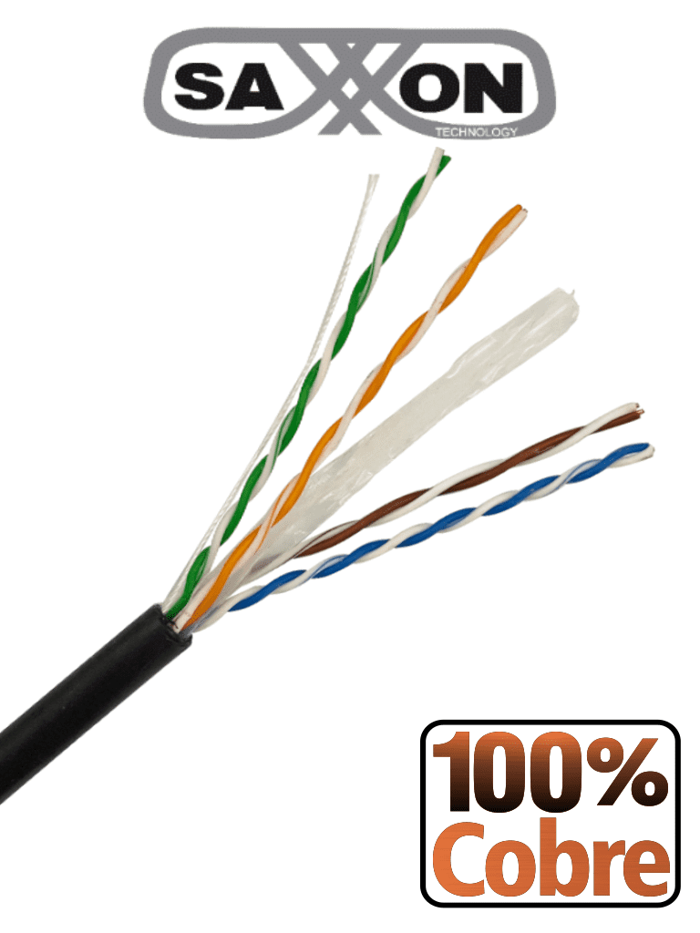 SAXXON Bobina de Cable UTP Cat6 150 Metros, 100% Cobre, Uso Exterior, 4 Pares