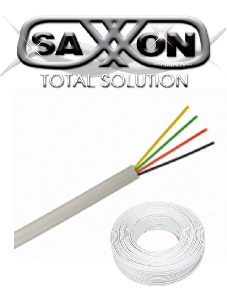 Cable de alarma SAXXON OWAC4100J / 4 Conductores / CCA / Calibre 22 AWG / 100 Metros / Control de acceso