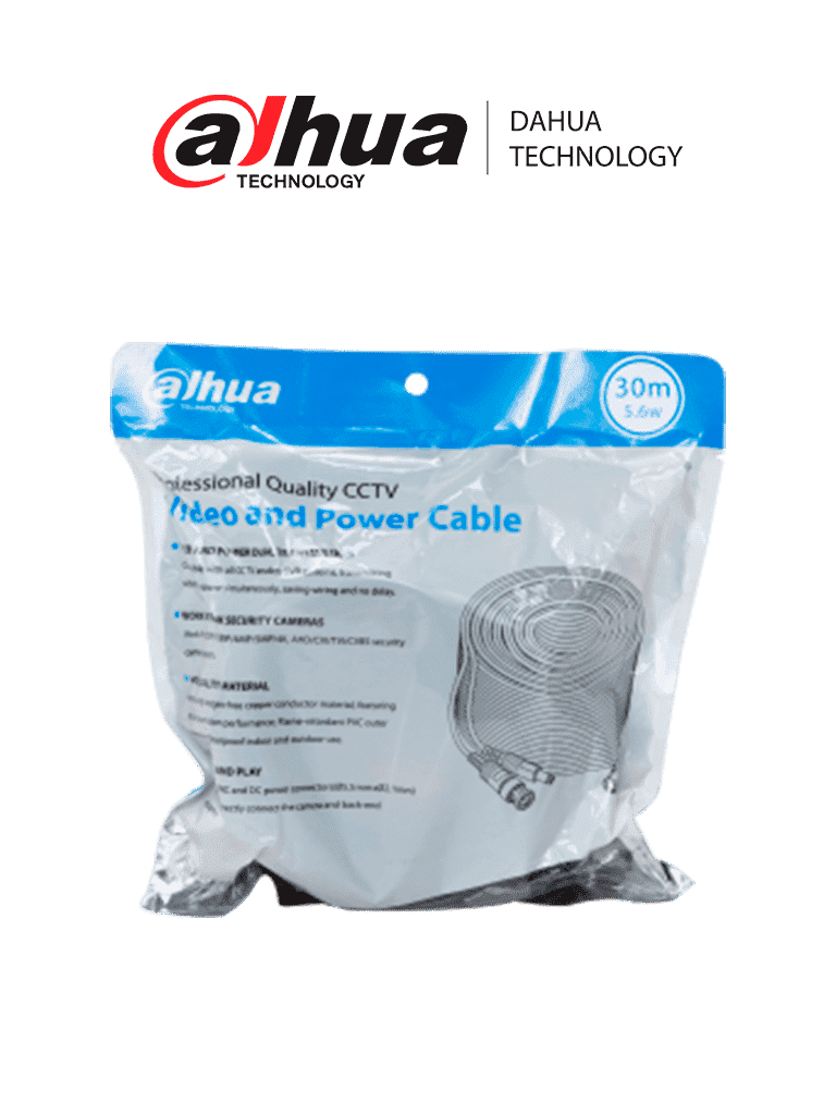 Cable DAHUA DH-PFM942I-30-5 30m para Video y Energía 4k/ BNC/ Uso Exterior/ Cobre Puro/ AHD/CVI/TVI/CVBS