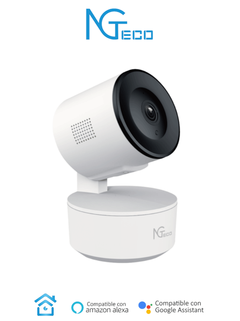NGTECO Cámara pt wifi / 1080p / distancia ir 5 metros / detección de movimiento / movimiento 355¬∞ horizontal, 80¬∞ vertical / almacenamiento local y en la nube / control remoto / audio bi-direccional / funciona con alexa #ng NG-C2301