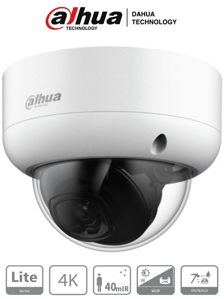 Cámara Domo Antivandálica Dahua HAC-HDBW1801EAN, 4K 8MP, Lente 2.8mm, WDR Real 120dB, IR 40m, IP67 IK10
