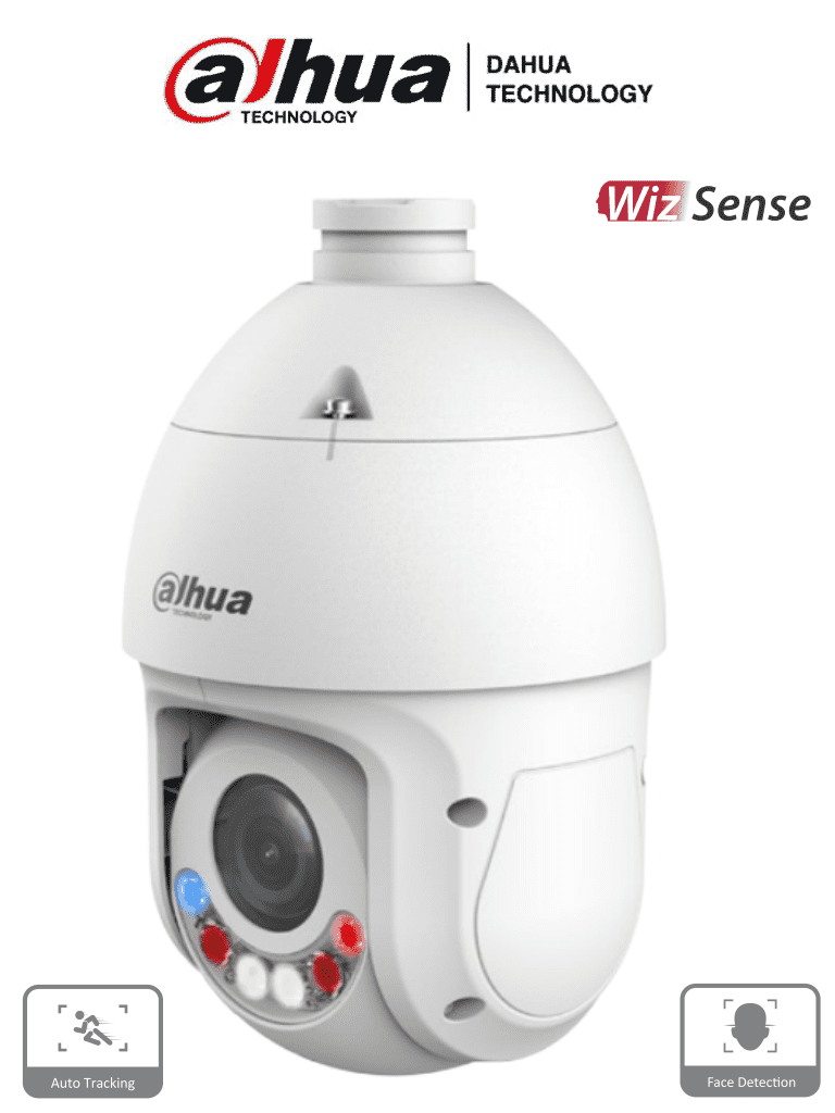 Cámara IP PTZ Dahua 4MP WizSense TiOC FullColor 25x Zoom Quick Pick AutoTracking SMD 4.0 IR 100m Luz 50m E/S Alarma Audio IP66 PoE