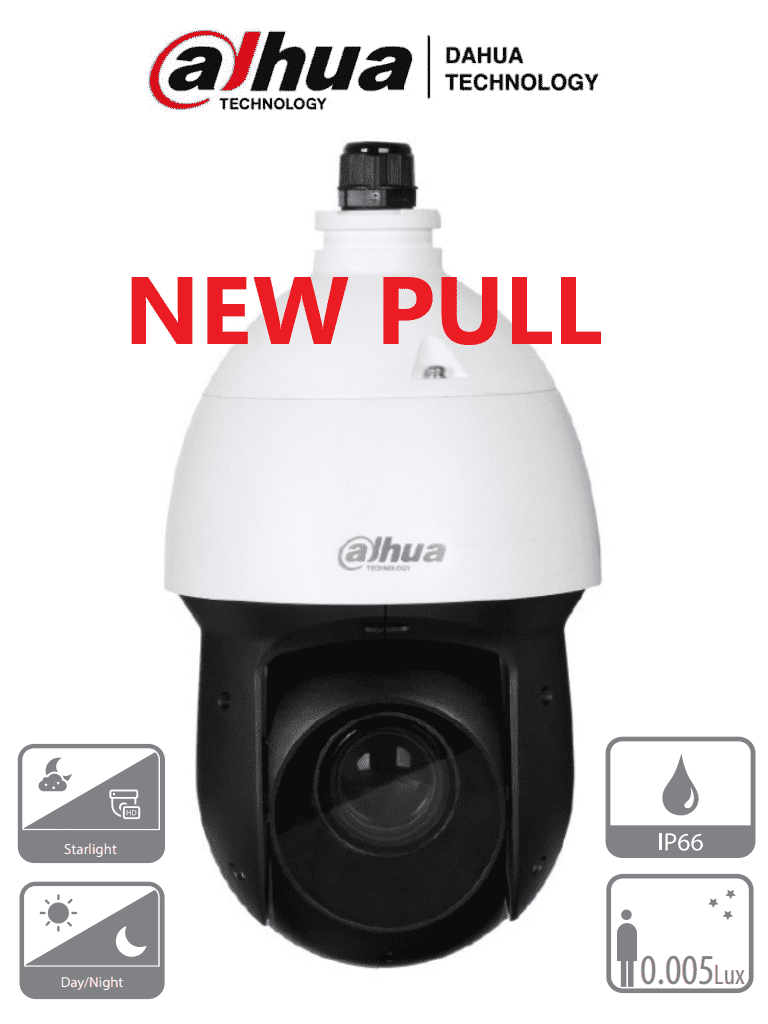 Cámara PTZ Dahua SD49225N-HC, 2MP, 25x Zoom Óptico, Starlight, WDR 120dB, IR 100m, IP66, E/S de Alarma, Audio