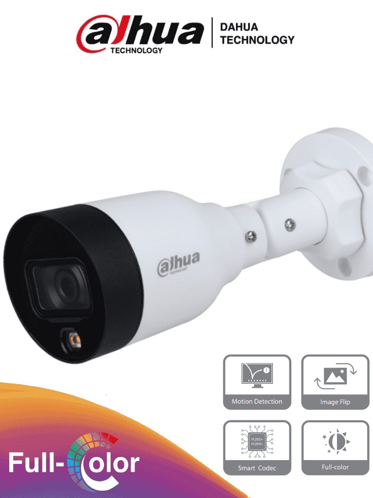DAHUA Hfw1439s1-led-s4 - camara ip bullet de 4 megapixeles/ full color/ h.265+/ lente de 2.8mm/ 95 grados de apertura/ 15 metros de iluminación con luz visible/ wdr de 120 db/ DH-IPC-HFW1439S1-LED-S4