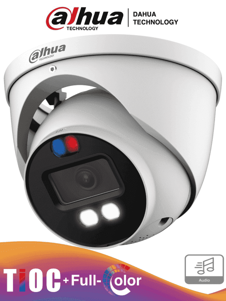 Cámara Dahua TiOC 4K/ Disuasión Activa/ Full Color/ 2.8mm/ 40Mts/ Microfono/ Alarma/ CVI/TVI/AHD/ IP67
