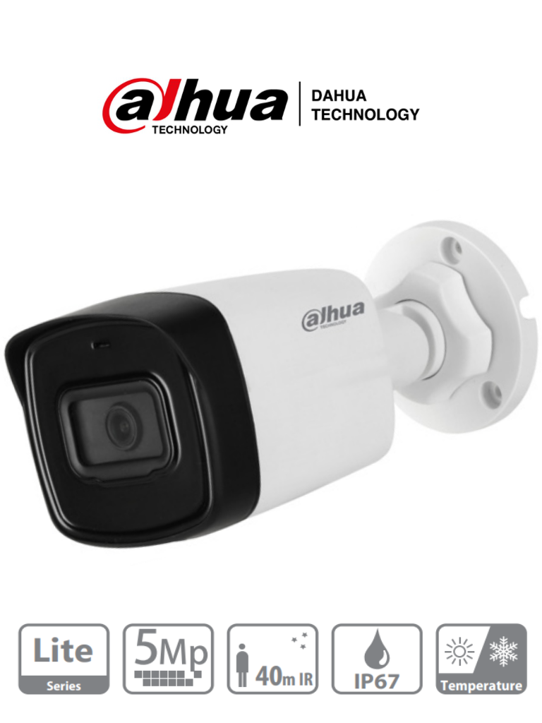 DAHUA Hfw1500tl-28 - camara bullet de 5 megapixeles/ lente de 2.8 mm/ 111 grados de apertura/ ir de 40 mts/ ip67/ starlight/ dwdr/ soporta: cvi/cvbs/ahd/tvi/ #mci2q125 DH-HAC-HFW1500TLN-0280B-S2