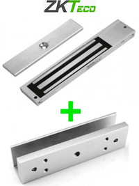 ZKTECO LM200LEDSU - Paquete de contrachapa magnética de 200 Kg a 12 VDC con señal NC que incluye soporte en U para colocación en puertas de vidrio