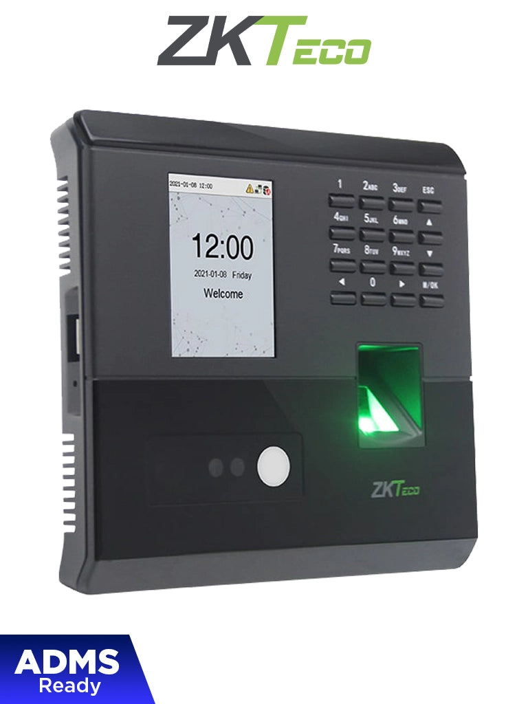 MB10 - VL ZKTECO Control de asistencia y acceso básico visible light con autenticación facial (100 rostros), huella digital bioid (500), registro de 50,000 eventos, conexión tcp/ip y ssr (reporte en hoja de cálculo mediante usb) #zkl #mci2q125