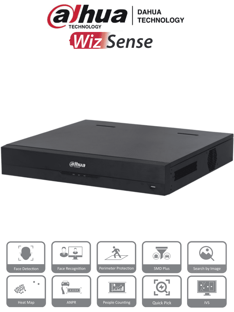NVR Dahua NVR4416-16P-EI 8MP/16 Canales IP/4K IA/16 Puertos PoE/4 Bahias HDD/Reconocimiento Facial/SMD Plus/IA/10 Bases Rostros