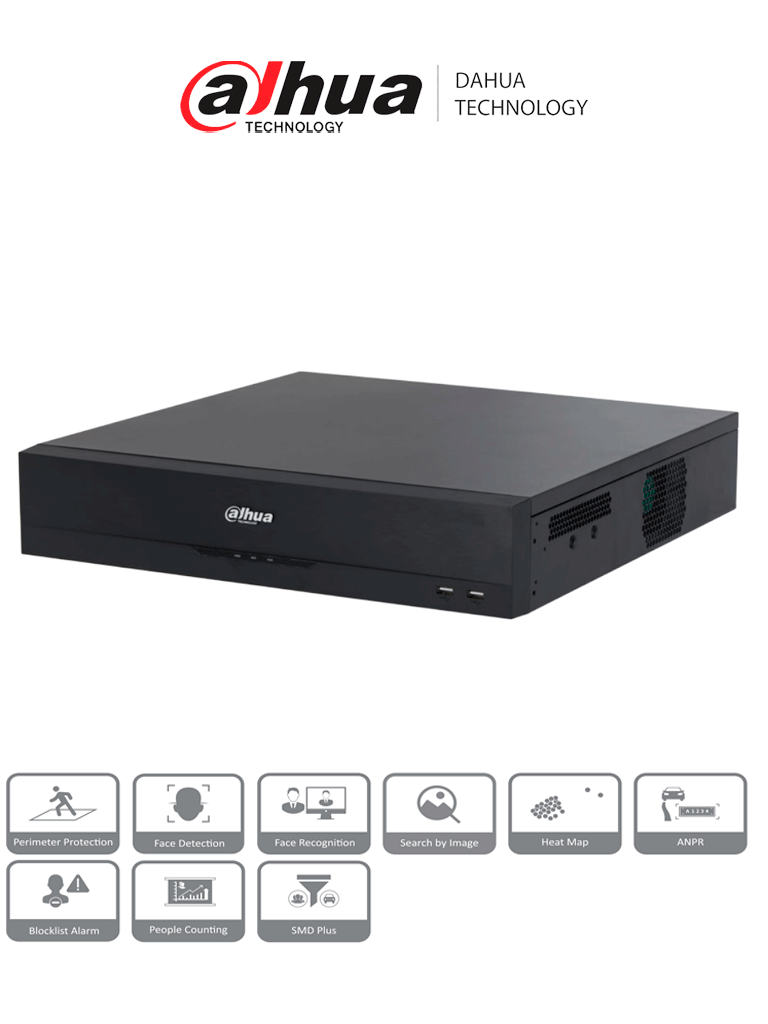 NVR Dahua DHI-NVR5816-EI 16 Canales 2MP 2U 8HDD H.265 384 Mbps RAID0/1/5/6/10 Face Detection SMD Plus IA