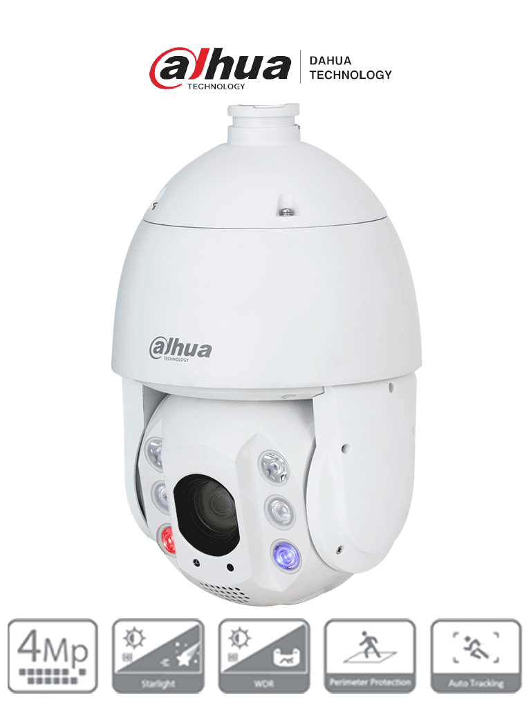 Cámara IP PTZ Dahua 4MP Acupick WizSense FullColor TiOC 25x IR 150m AutoTracking SMD 4.0 E/S Alarma Audio IP66 PoE