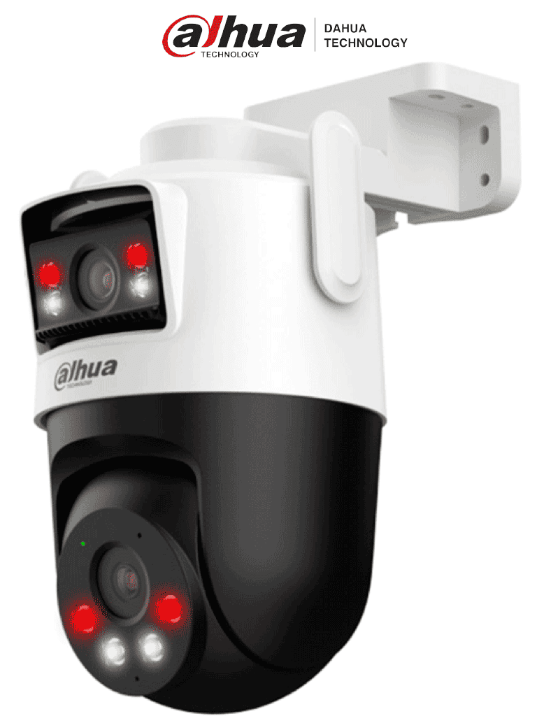 Cámara IP Dahua PT Wifi Dual 10MP, 2 Lentes 5MP Fijo/PT, Iluminador IR 50m, Micrófono/Altavoz, IA, Autotracking, Disuasión, Ranura MicroSD, IP66