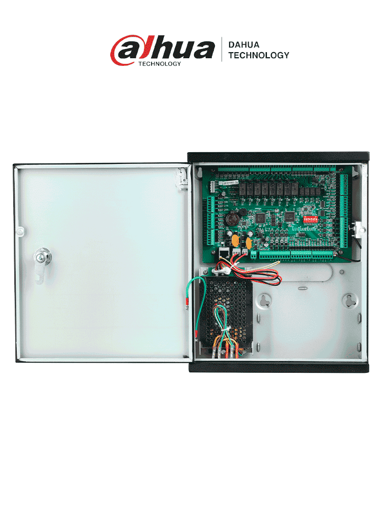 Control de acceso TCP/IP Dahua ASC1208C-S para 8 puertas y 8 lectoras Wiegand/RS485, 100,000 tarjetas, 150,000 eventos. Biométricos y batería.