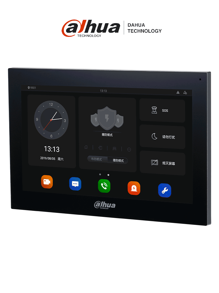 Monitor DAHUA VTH5341G-W 10" Android, WiFi, MicroSD, PoE estándar, Medición de Temperatura