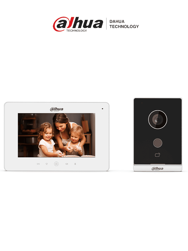 Videoportero DAHUA KTW01 WiFi 7" 2MP WDR IR, 6 entradas, 8 zonas alarma, MicroSD, control 1 puerta, apertura tarjeta