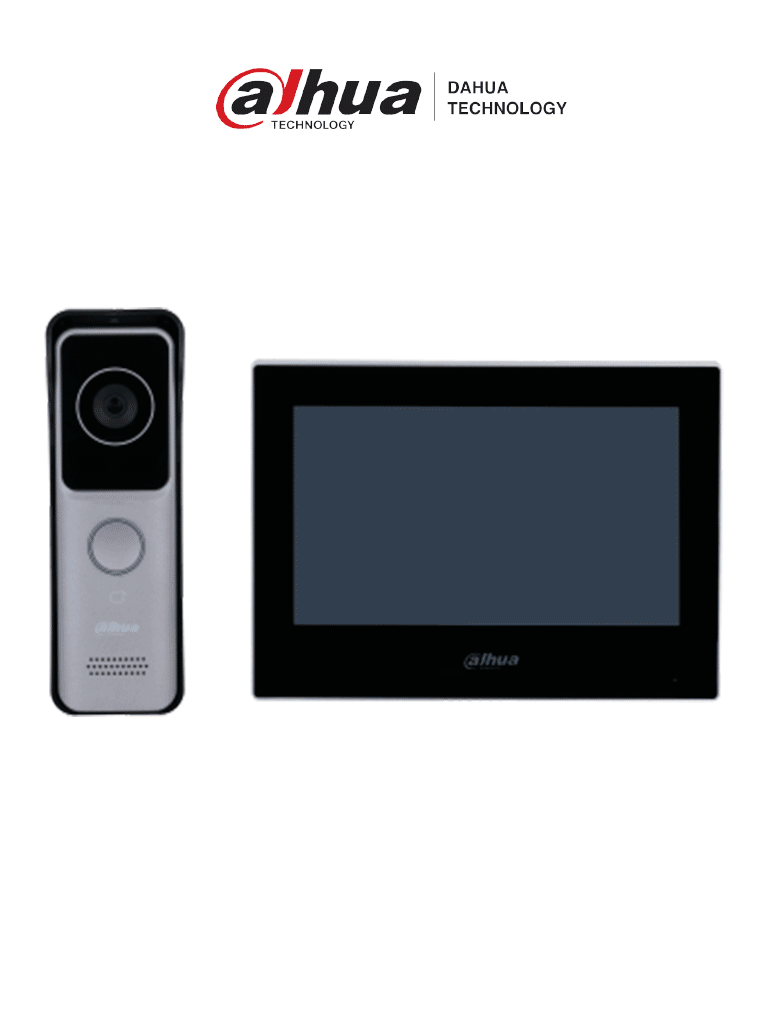 Kit de Videoportero IP Wifi Dahua KTW02, Monitor 7" Wifi, Cámara 2MP, Ranura MicroSD, PoE, Apertura Puerta, Hasta 3000 Tarjetas, IP65