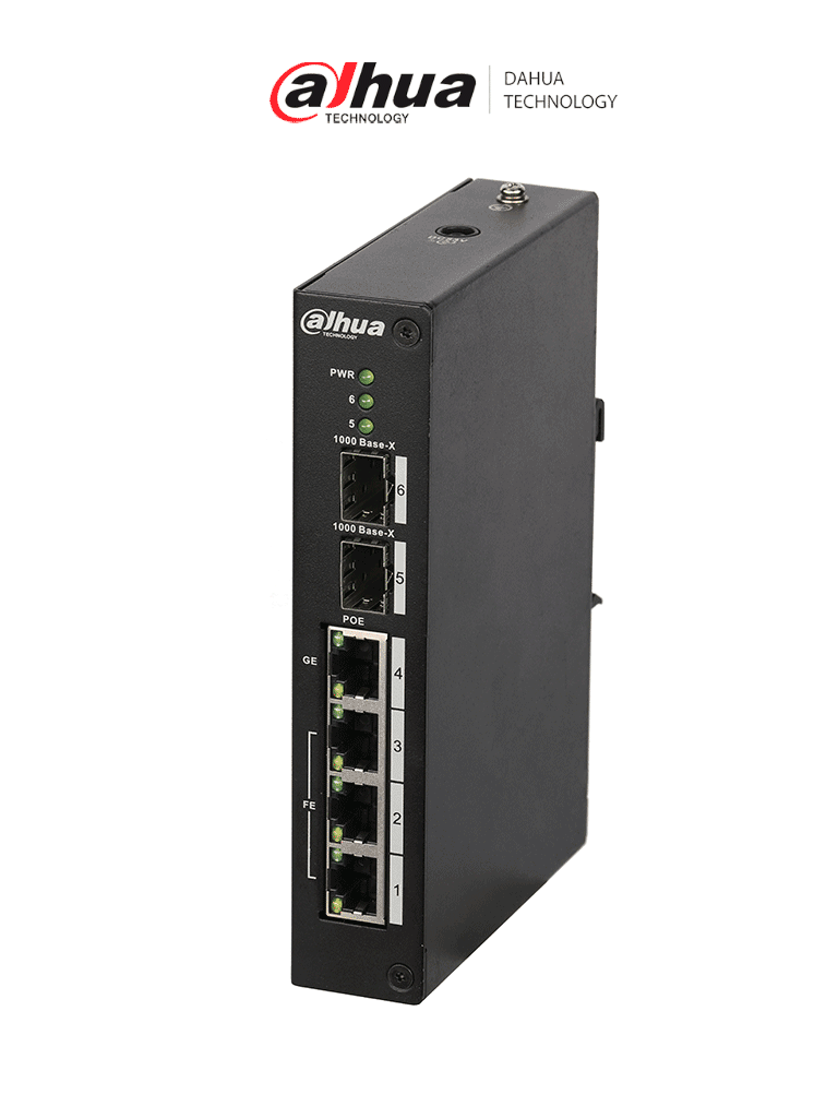 Switch Dahua DH-PFS3206-4P-120, 4 Puertos PoE 802.3af/at, Capa 2, 2 Puertos SFP, 120W Total