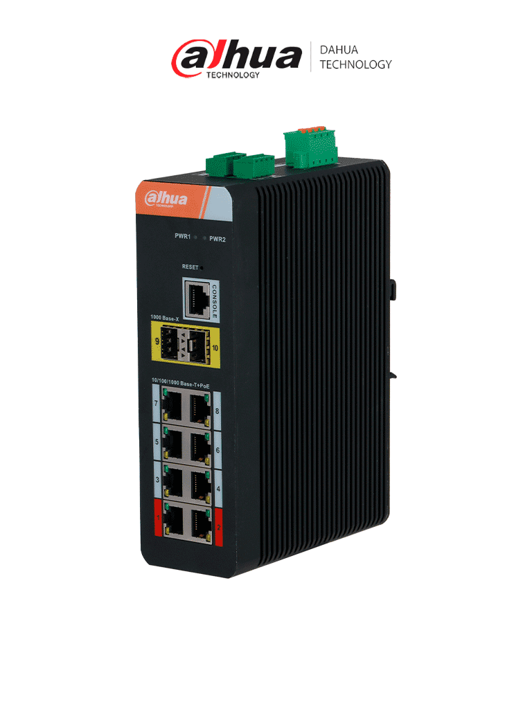 Switch PoE Gigabit Industrial Dahua IS4210-8GT-120: 8 Puertos PoE, Administrable Capa 2, 250m de Transmisión PoE