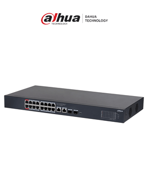 DAHUA  DH-CS4220-16GT-135 Switch Poe de 16 Puertos Gigabit/ Poe Inteligente/ Puerto Rojo de 90W/ 135 Watts Totales/ 2 Puertos SFP/Poe Watchdog/ Switching 40 Gbps/ Protección de Descargas/ Plataforma DoLynk Care #MCI1Q125