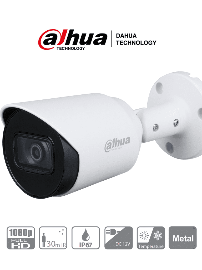 Dahua Cámara Bullet 2 MP DH-HAC-HFW1200TN-0360B-S4, 3.6mm, IP67, Smart IR 30m
