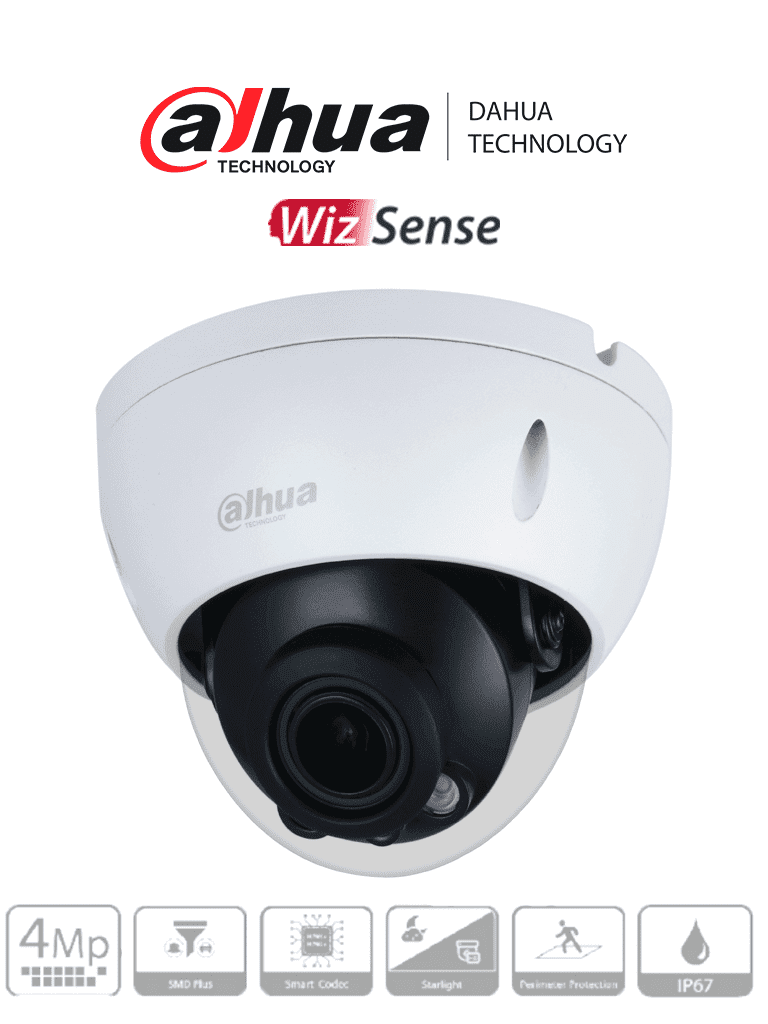 Dahua Cámara IP Domo 4 MP, Lente 2.7-13.5mm, IR 40m, PoE, IP67