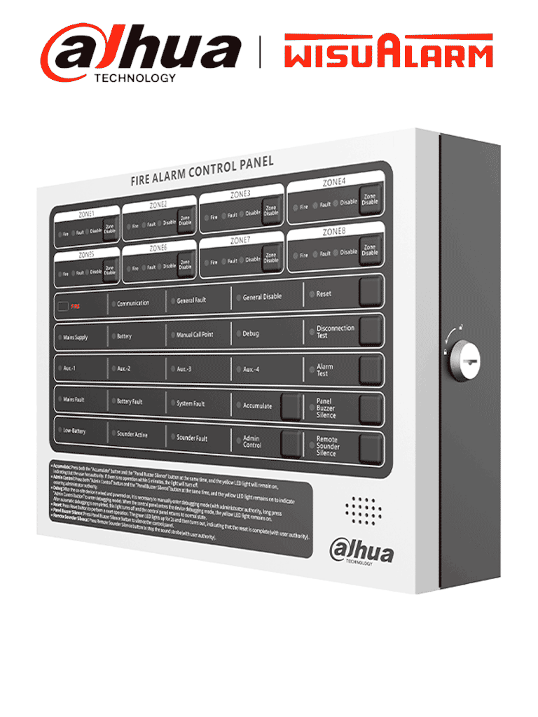 Panel de Alarma Contra Incendios Dahua DHI-HY-C102-8, 8 Zonas, 25 Detectores por Zona, 4 Contactos Secos, RS-485, Ethernet IP30