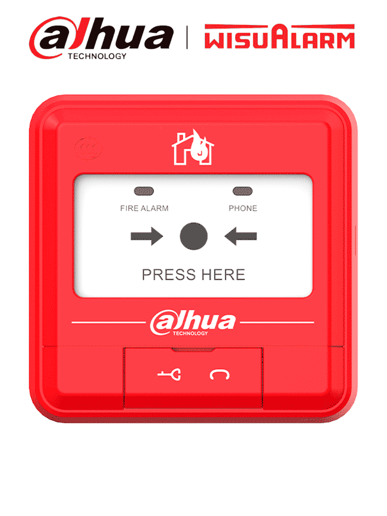 Estación Manual de Alarma de Emergencia DAHUA DHI-HY-C121/ 2 Hilos sin Polaridad/ Norma EN54-11/ Alarma Visual