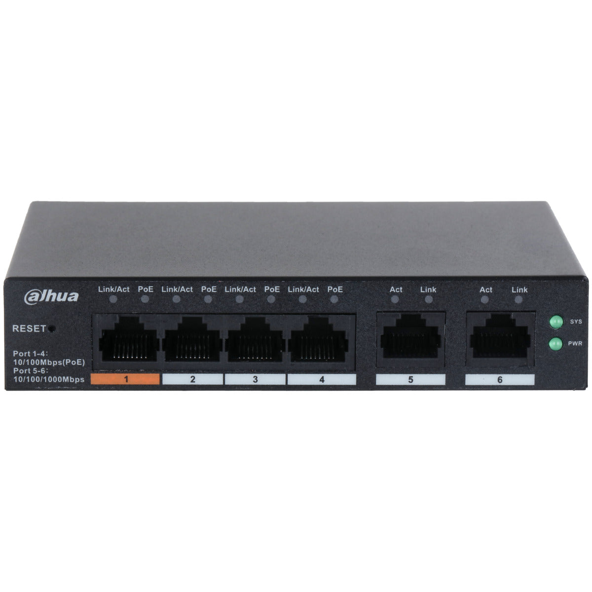 Switch Dahua 6 Puertos/4 PoE 10/100, Dolynk Care, 60W, Montaje en Rack