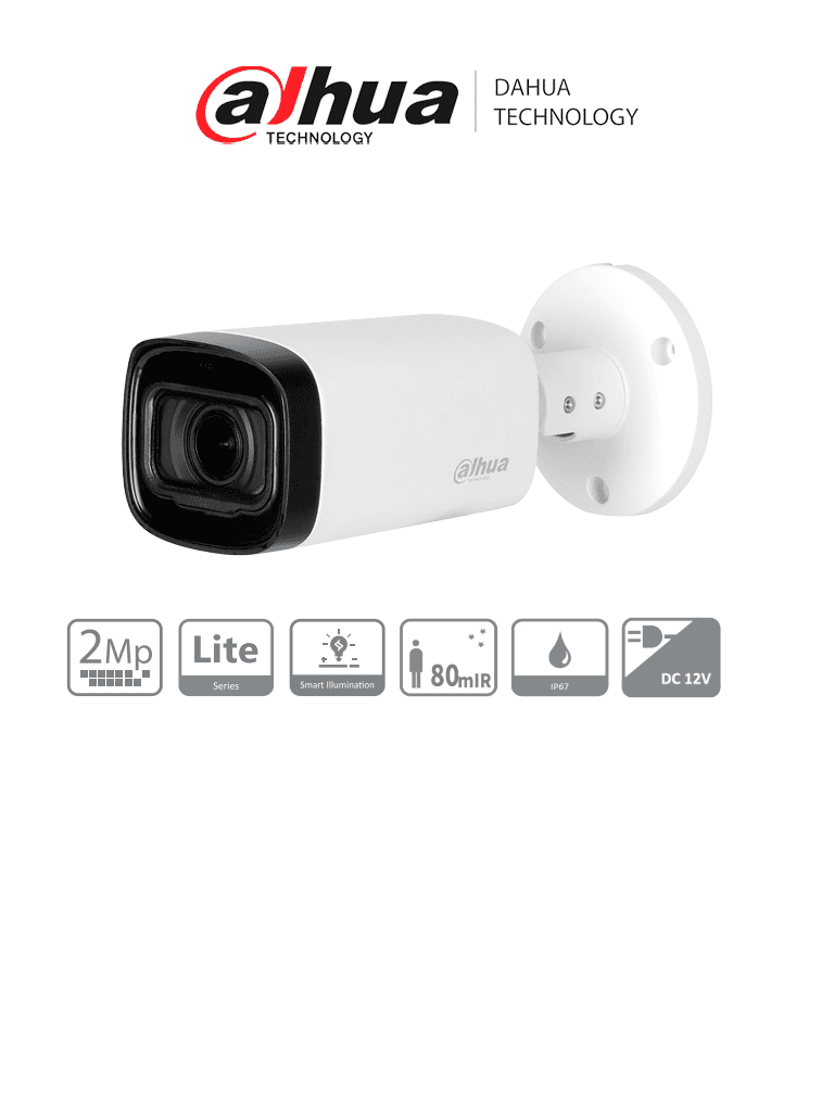 Cámara Bullet Dahua HAC-HFW1200RN-Z-2712-S6 2MP/1080p/Varifocal 2.7-12mm/IR 80m/IP67/Metal/BLC/HLC/DWDR/Multi-formato