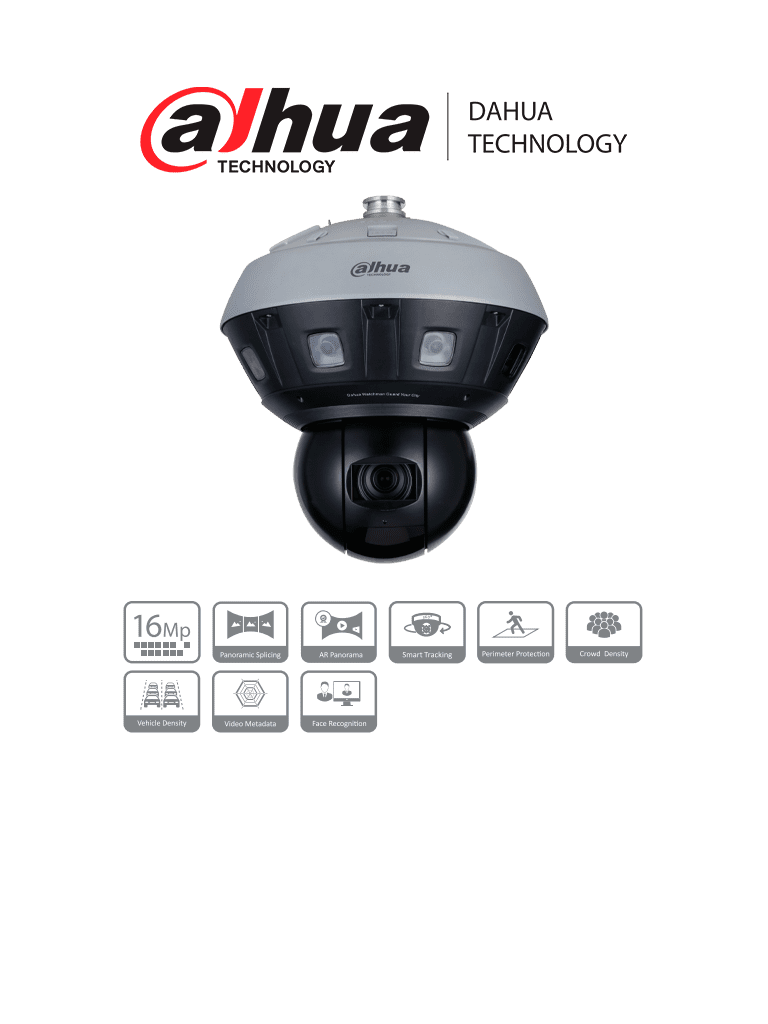 Cámara IP Dahua 16MP 8 Sensores 40x 400m H.265/H.264 Ranura Micro SD
