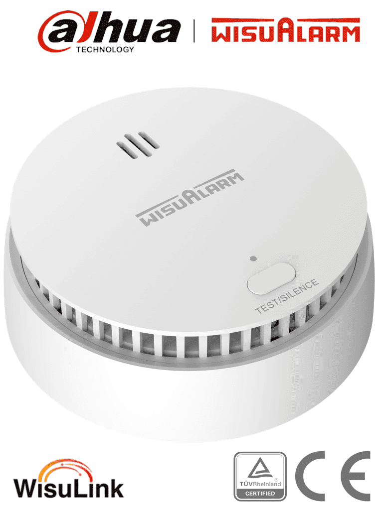 Detector de Humo Inalámbrico Dahua DHI-HY-SA30A-R8 - Interconectable 24 Disp, Sensor Fotoeléctrico, Alarma 85dB