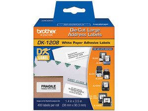 ETIQUETAS BROTHER DK1208 PRECORTADA PAPEL BLANCO 38MM X90.3MM 400ETIQUETAS