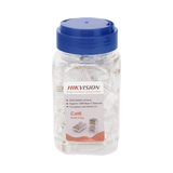 BOTE PLUGS HIKVISION CON 100 PIEZAS MODULAR RJ45 / CAT 6 / CHAPADO EN ORO A 30 MICRAS / SIN BLINDAJE / FACIL INSTALACIÓN / USO INTERIOR / SOPORTA NORMA TIA-568B / CUMPLE CON ROHS 2.0