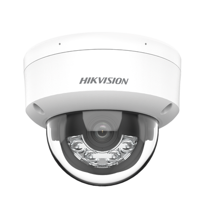 CAMARA HIKVISION DOMO IP 4 MEGAPIXEL / LENTE 2.8 MM / DUAL LIGHT (30 MTS IR + 30 MTS LUZ BLANCA) / MICRÓFONO INTEGRADO / ANTIVANDÁLICO IK08 / ACUSENSE LITE / EXTERIOR IP67 / H.265 / POE / ONVIF / MICRO SD