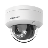 CAMARA HIKVISION DOMO IP 4 MEGAPIXEL / LENTE 2.8 MM / DUAL LIGHT (30 MTS IR + 30 MTS LUZ BLANCA) / MICRÓFONO INTEGRADO / ANTIVANDÁLICO IK08 / ACUSENSE LITE / EXTERIOR IP67 / H.265 / POE / ONVIF / MICRO SD