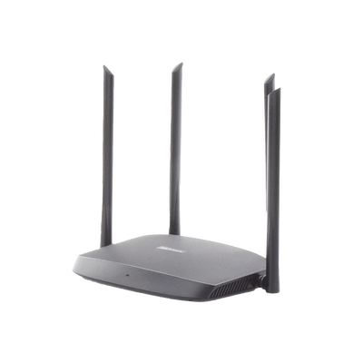 ROUTER HIKVISION INALÁMBRICO WISP GIGABIT / HASTA 1200 MBPS / DOBLE BANDA AC (2.4 GHZ Y 5 GHZ) / 3 PUERTOS LAN 10/100/1000 MBPS + 1 PUERTO WAN 10/100/1000 MBPS / 4 ANTENAS EXTERNAS OMNIDIRECCIONAL DE 5 DBI / INTERIOR