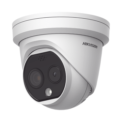 DS-2TD1217-2/PA - Turret IP Dual / Térmica 1.8 mm (160 x 120) / Óptico 2 mm (4 Megapixel) / DETECCIÓN DE PERSONAS 53 m /15 mts IR / Exterior IP67 / PoE / Termométrica / Detección de Fuego / Detección de Te / Micro SD 32 GB Incluida