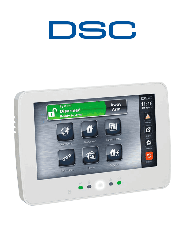Teclado Cableado DSC HS2TCHPRO Pantalla Táctil 7'' 248 Zonas Compatible PRO