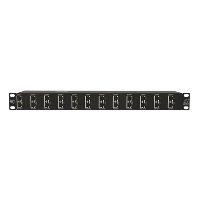 DTK-RM12NETS - Protector Rack 12 Puertos / RJ45 / 10 GbE / PoE y PoE+ / CAT5e CAT6 CAT6A / 1U / 20 kA / 75V